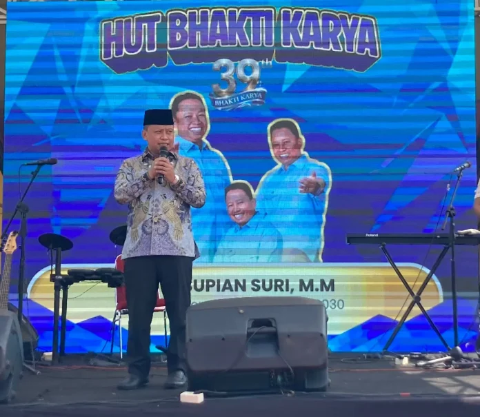 Wali Kota Depok, Supian Suri, menghadiri perayaan Hari Ulang Tahun (HUT) ke-39 Bhakti Karya yang berlangsung meriah pada Sabtu (04/04/2026).